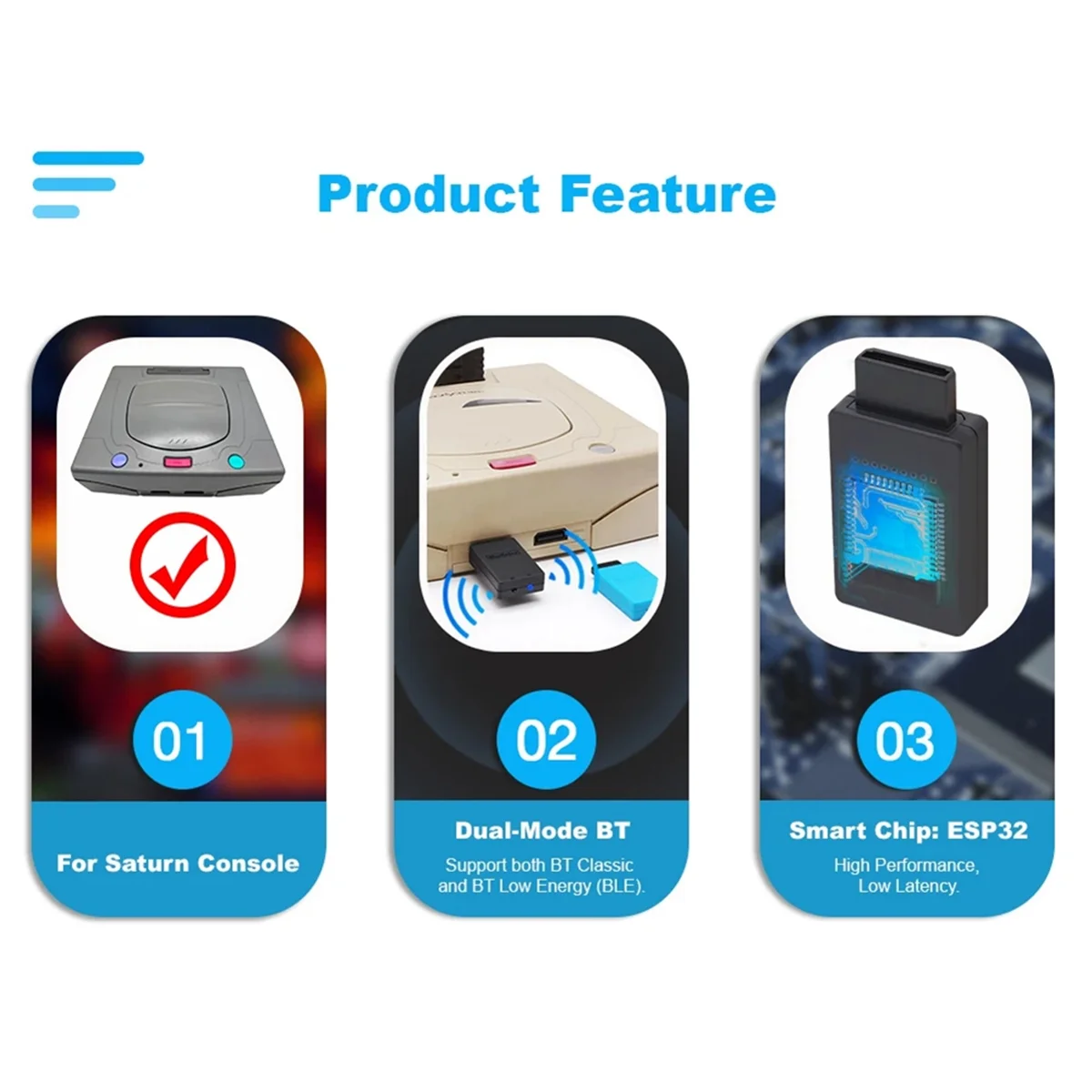 محول وحدة تحكم لاسلكية POP-lBluetooth لوحدة تحكم Saturn إلى PS4 PS5 Switch Pro Switch Joycon Xbox One S