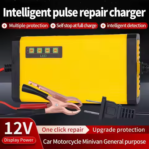 12V 2A Car Battery Charger 220V Power Puls Repair Charger Moto Truck Battery Charger Wet Dry Lead Acid Battery LED Display