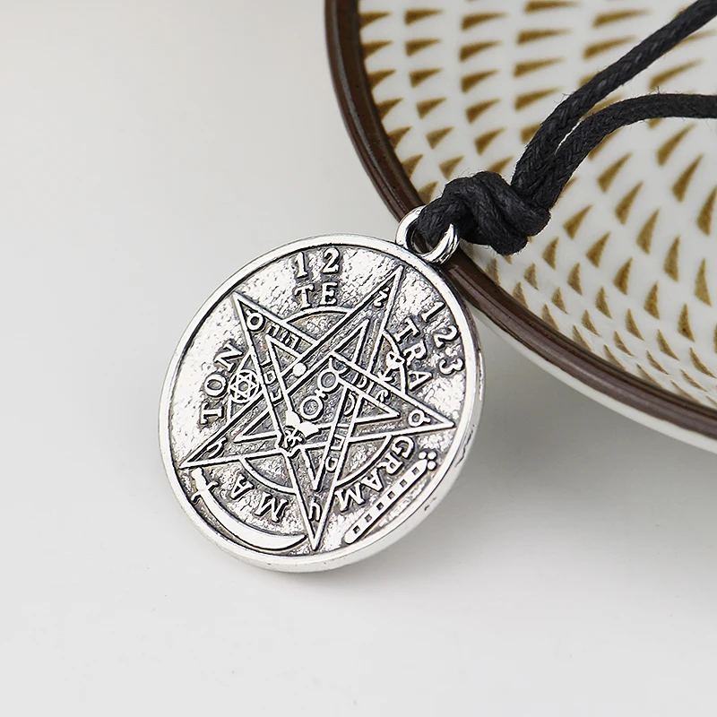 Witchcraft Pentagram Tetragrammaton Pendant Necklace for Women Men Jewish Protection Tetragramaton Jewelry