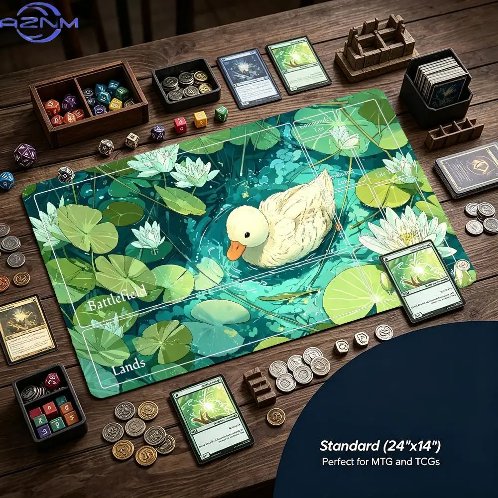 Cute Cartoon White Duck Lotus Pond Mouse Pad Playmat TCG Office Desk Mat for Work Game PC Laptop Rug Carpet MousePad