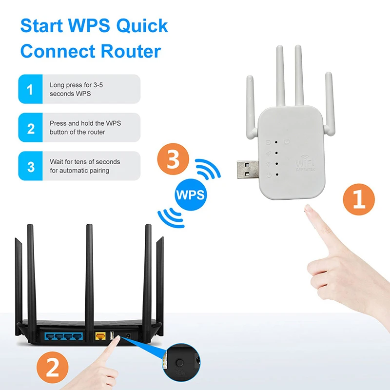 WiFi Extenders Signal Booster 2.4G Wireless WiFi Internet Repeater 300Mbps 4 Antenna Long Range With Ethernet Port For Home
