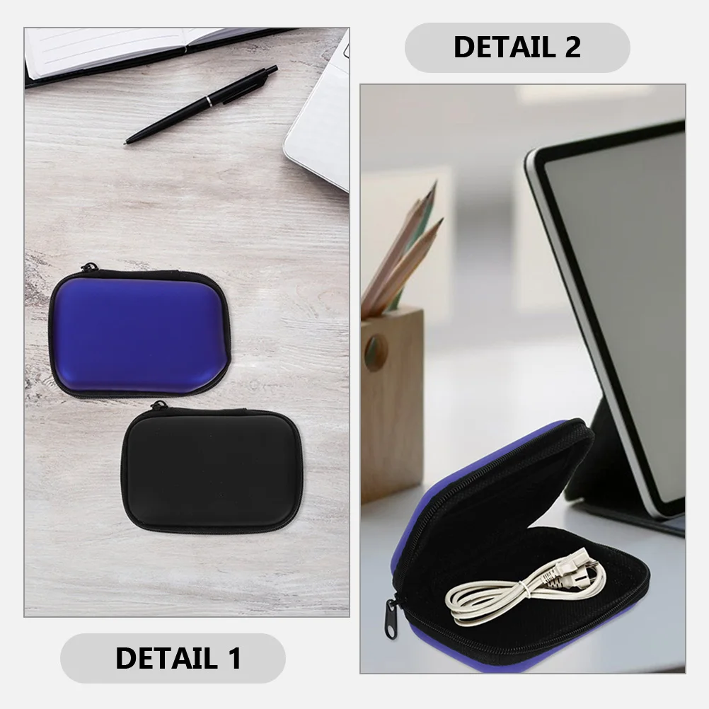 

2Pcs Compact Earphone Storage Bag Portable Cable Organizer Case Travel Small Electronic Accessories Storage Bag Lightweight