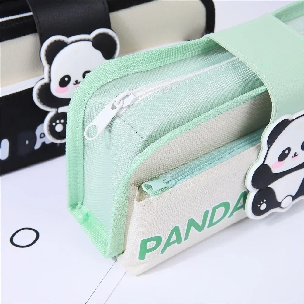 Panda Pen Bag Oxford ​​Large Capacity​​ Stationery Bag ​​Multilayer ​​Desktop Storage Stationery Organizer
