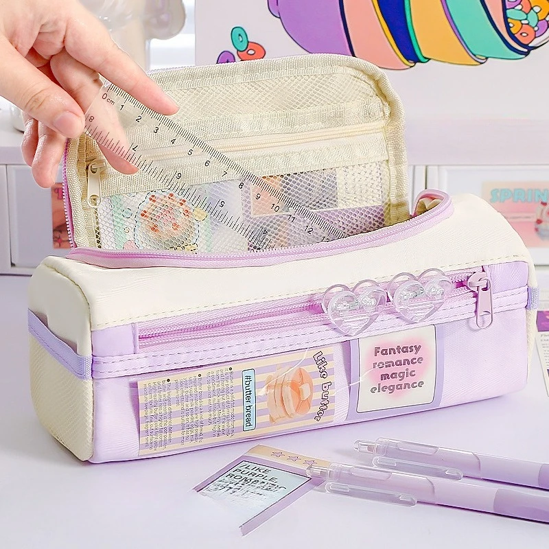 

Portable Large Capacity Pencil Case for Kids Boy Girl Jelly Color Five Pint Star Stationery Organizer Bag Back To School Student