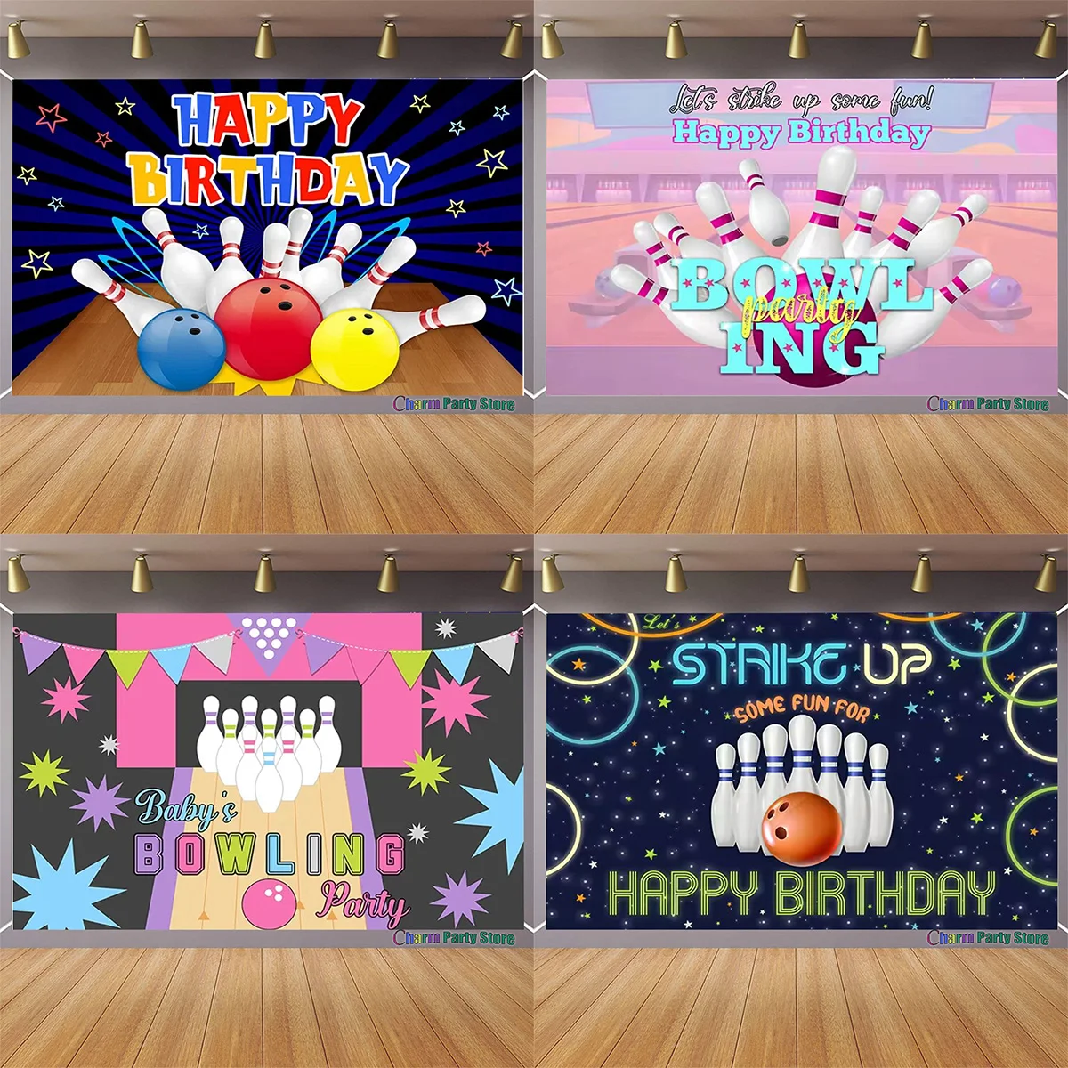 Bowling Theme Background Bowling Birthday Party Decorations Let's Strike Up Bowling Photo Photography Props for Kids Adults Gift