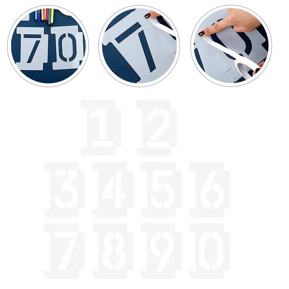 

2 Sets Number Letters Template Plastic Reusable PET Material DIY Hollow Stencil Curb Kit Paint Spray Address Mailbox Suite Art