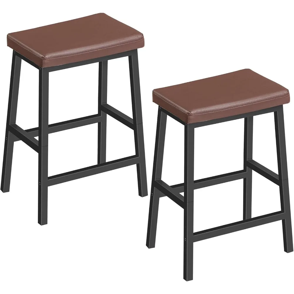 

Bar Stools, 24" Set of 2 Bar Chairs, PU Leather Upholstered Breakfast Stools, Easy Assembly, Suitable for Kitchen, Bar