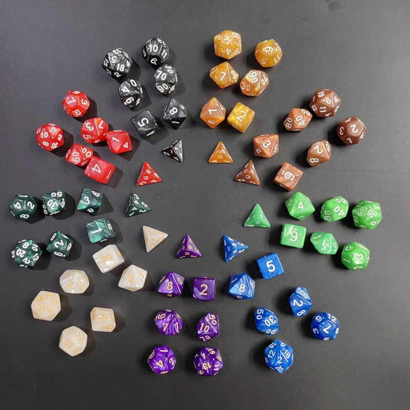 7 Pcs 1 Set Of Pearl Style DND Dice Set D4 D6 D8 D10 D12 D20 Multi-sided Dice For TRPG Dragon Games