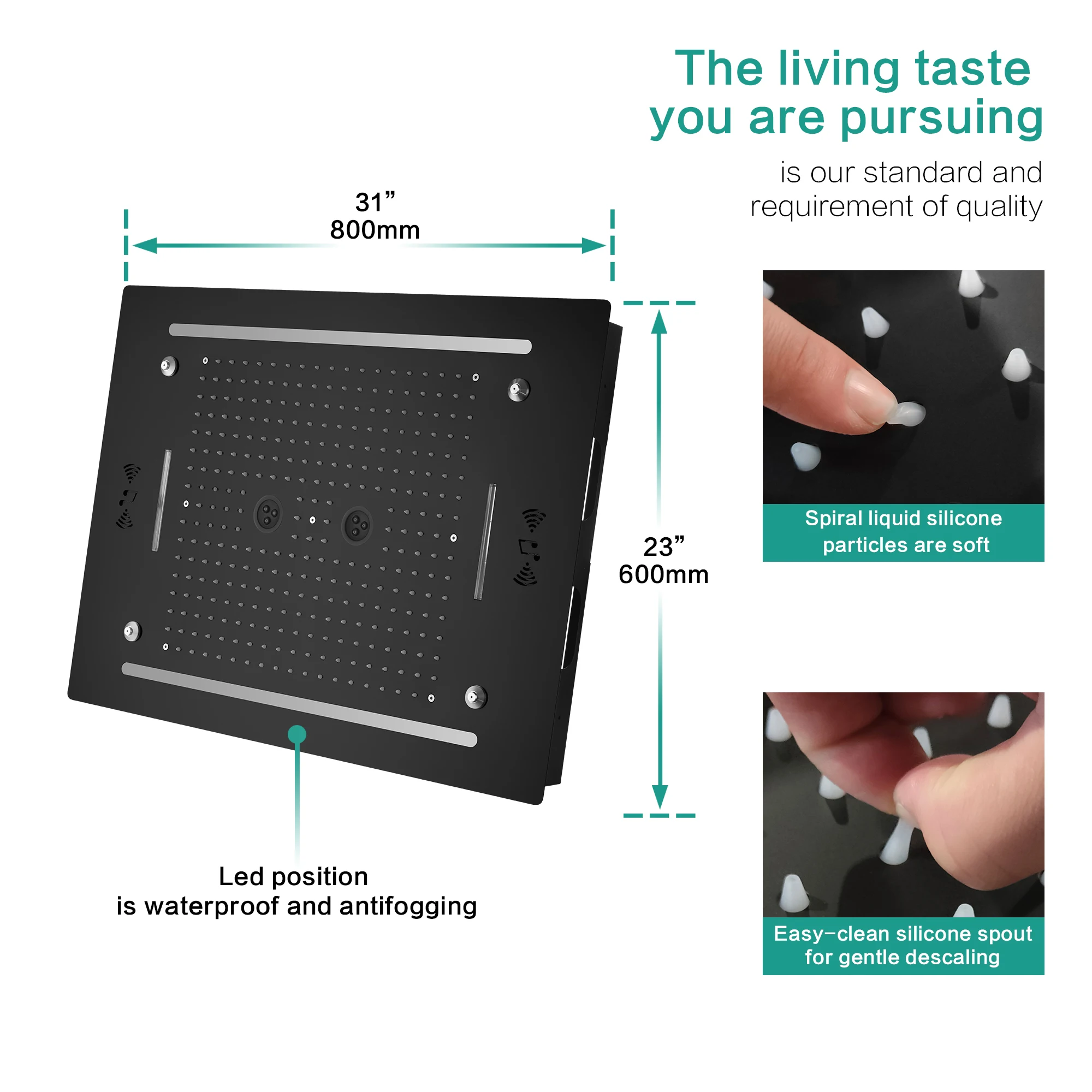 4 Functions 600*800mm Showerhead LED Shower Head Massage Shower Set 64 Colors LED With Music Ceiling Shower