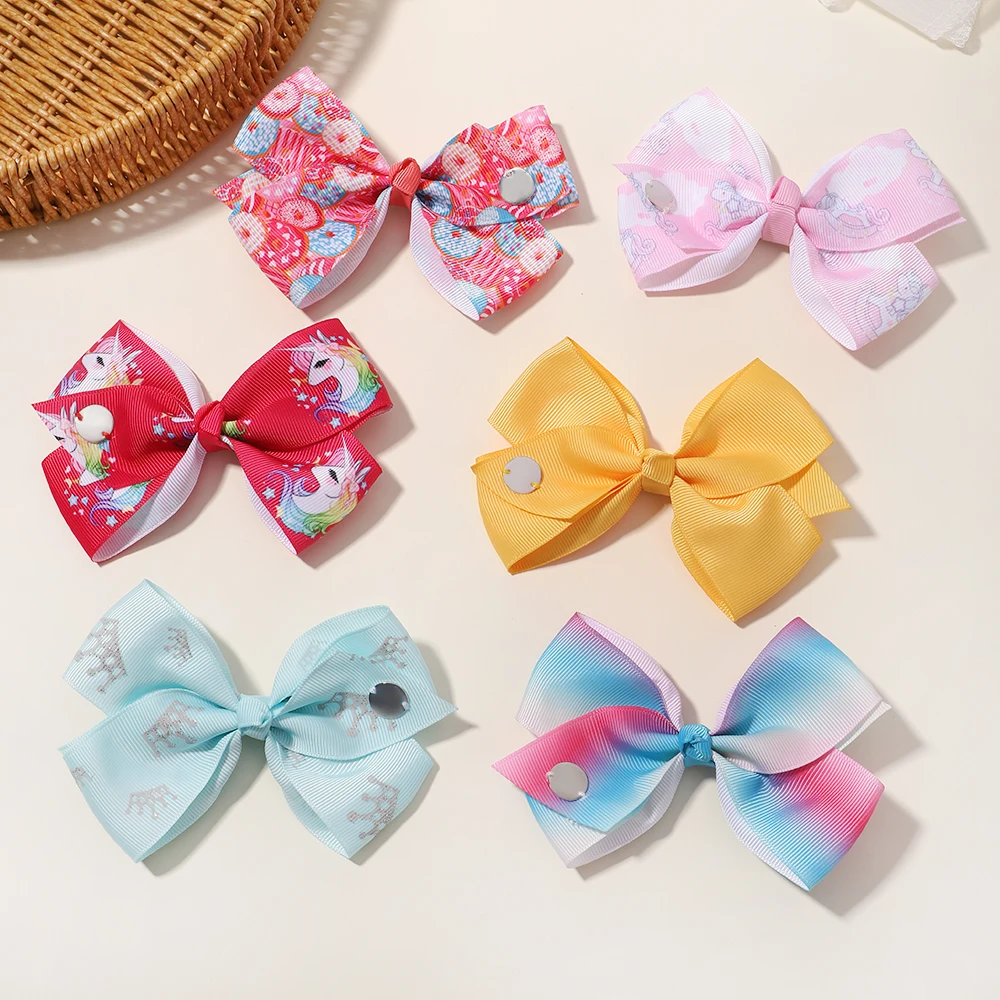 

1PC Lovely Print Hair Bows Clip Baby Girls Ribbon Sequin Hair Clip Hairpin Jojo Bows Hairgrips Headwear Baby Hair Accessories