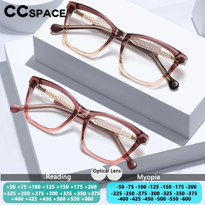 

Новые женские очки для чтения CCspace с защитой от синего света, роскошная оправа, очки для женщин с близорукостью, оптические линзы