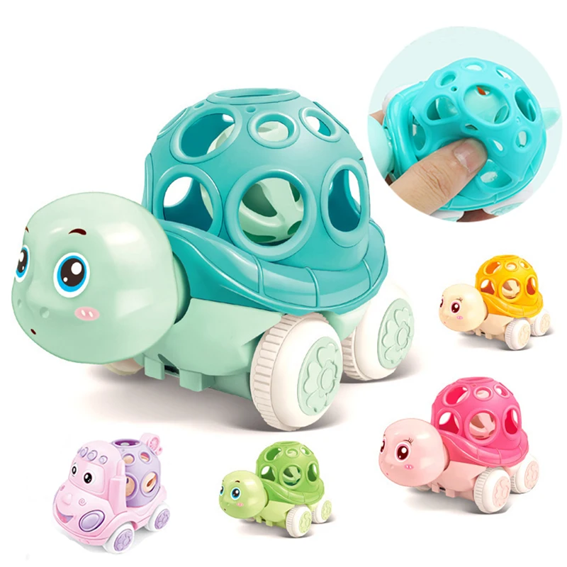 6 12 Month Kids Crawling Sensory Rattle Baby Push and Go Truck Roll Car Rattle Toys Newborn Early Development Teething Car Toys