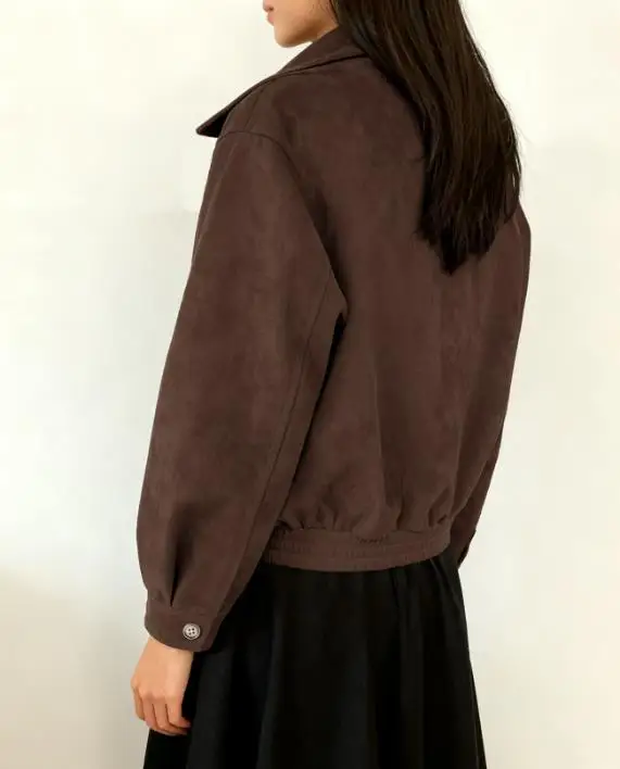 

Retro Brown Jacket for Women Handsome Trendy Fashionable Short Autumn New