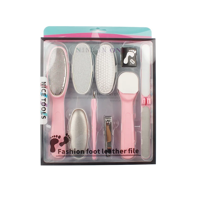 Pedicure talismã oval de pele morta pé esfregando placa conjunto casa transfronteiriça moedor de pé ferramentas pedicure 9 pc