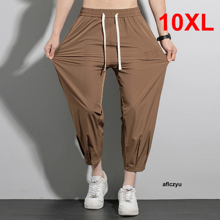 

Summer Cool Pants Men Jogger Ankle-length Pants Plus Size 10XL Fashion Casual Elastic Waist Pants Male Big Size 10XL