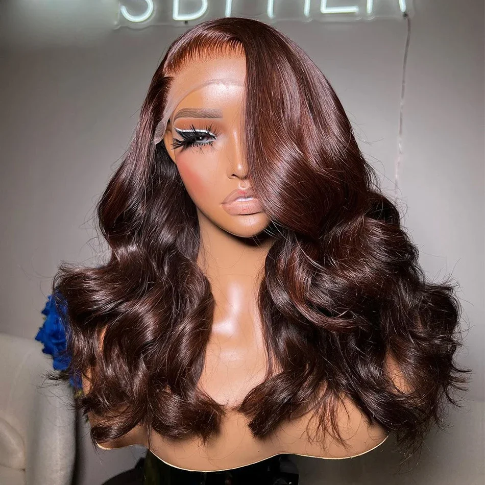 Glueless 180Density Brownn Wave 5x5 Silk Base Jewish Human Hair Wig Baby Hair HD Lace European Hair Preplucked