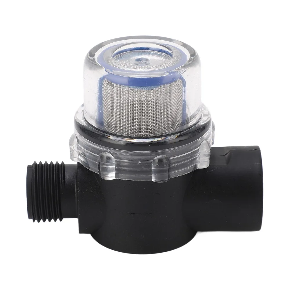 

1/2in-14 Inline Filter Female Thread Black Water Pump Strainer Filter Plastic 50 Mesh Screen Pipeline Filter