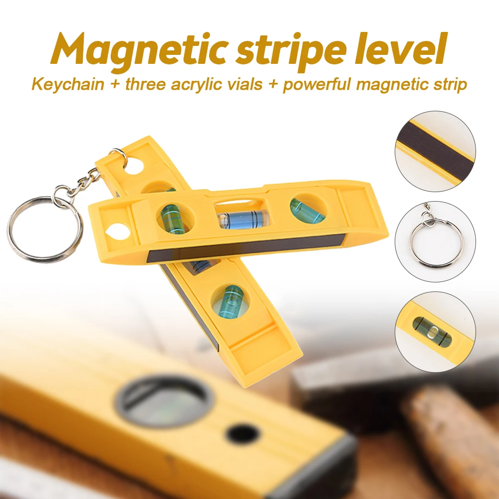 Portable Mini 3 Bubble Level with Keychain Tor pedo Magnetic Gradienter Level Measuring Tool Plumb/Level/45-Degree Measuring