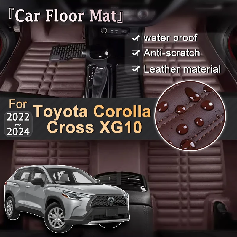 

LHD Car Floor Mats For Toyota Corolla Cross XG10 2022-2024 Floor Mats Carpet Interiors Spare Leather Pads Custom Car Accessories