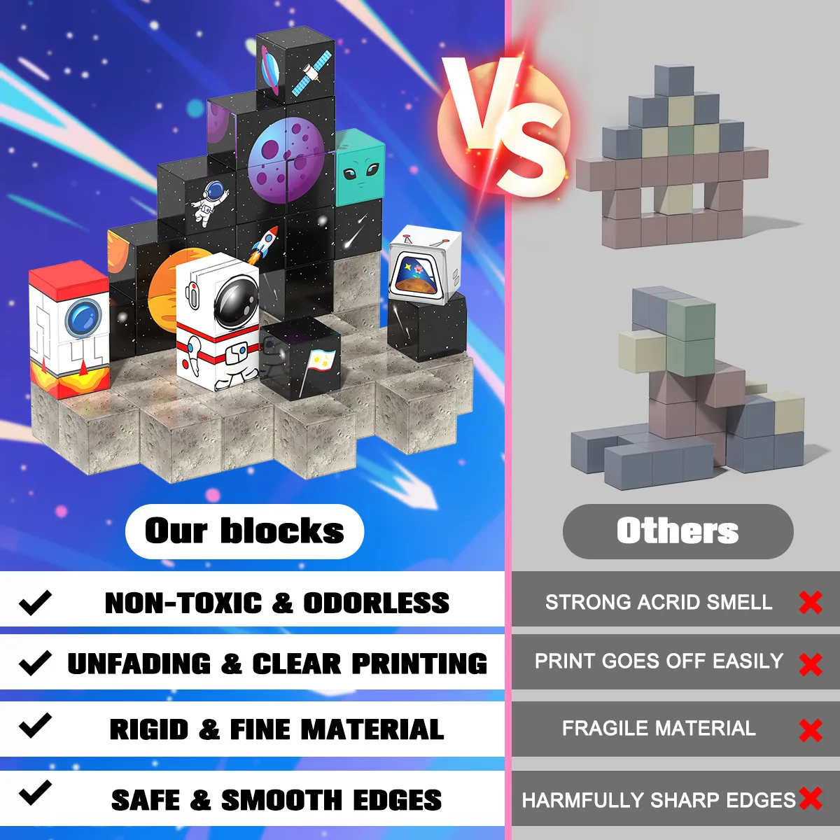 100 pçs exploração espacial diy bloco de construção magnética quebra-cabeça haste montessori empilhamento conjunto quebra-cabeça brinquedos presente natal