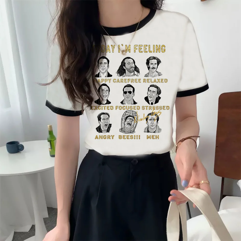 nicolas cage top women manga designer Y2K t shirt female anime manga designer clothing