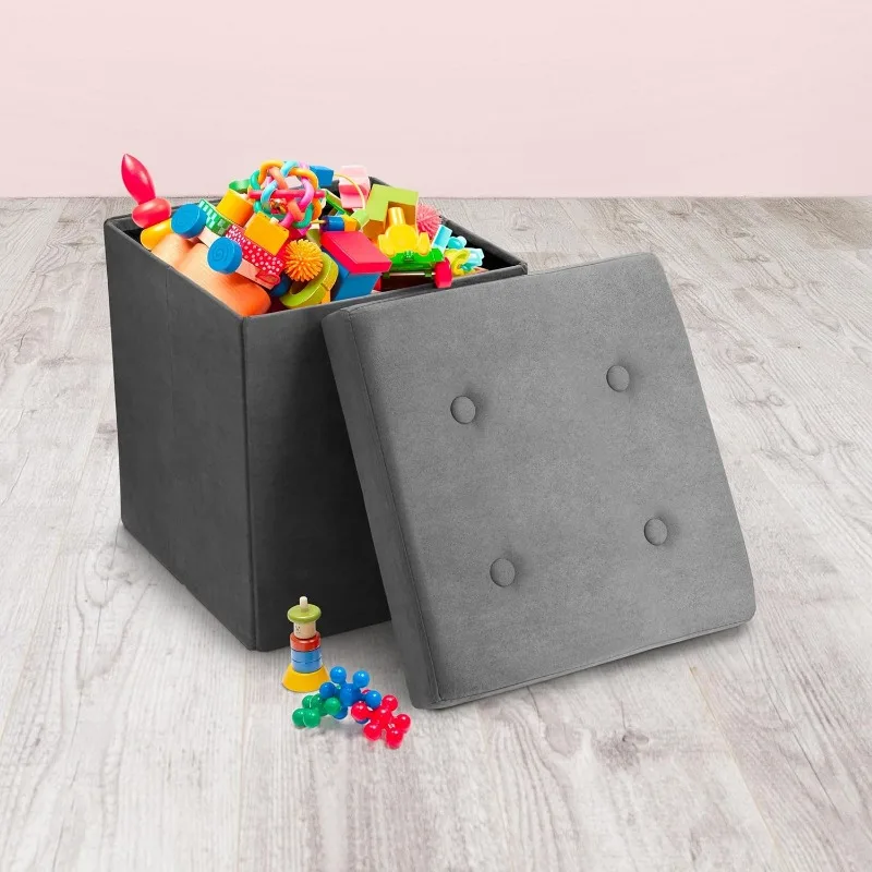 

Storage Ottoman Bench – Collapsible/Folding Bench Chest with Cover – Perfect Toy and Shoe Chest