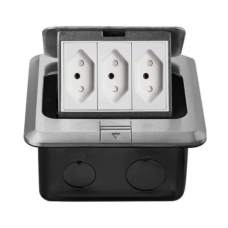 Brazil BR Pop Up Sockets 10A 2500W 2 3 Outlets with 2.1A usb rj45 hdmi AC110 220V Embedded Sliver Aluminum Alloy Hidden Socket