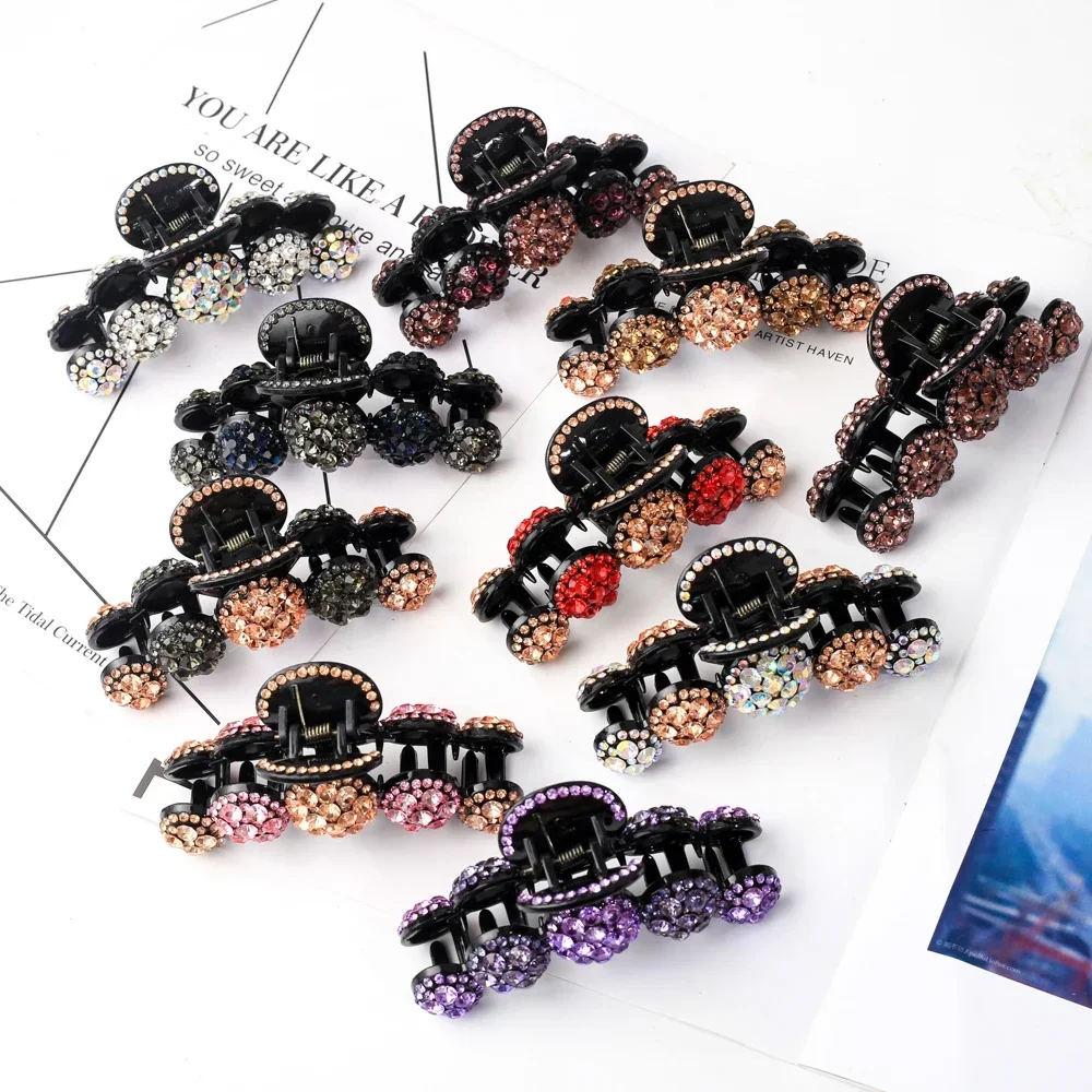 Big Rhinestone Hair Claws Crab Hairpins Crystal Hair Clips Barrettes Bow Ponytail Women Hair Accessories Ornaments Hairgrip