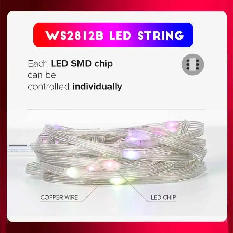 Lampu LED USB 5V 20M Dream Color dengan Bluetooth, Musik, APP, RGBIC Addressable, Lampu Peri untuk Dekorasi Pesta Ulang Tahun dan Natal