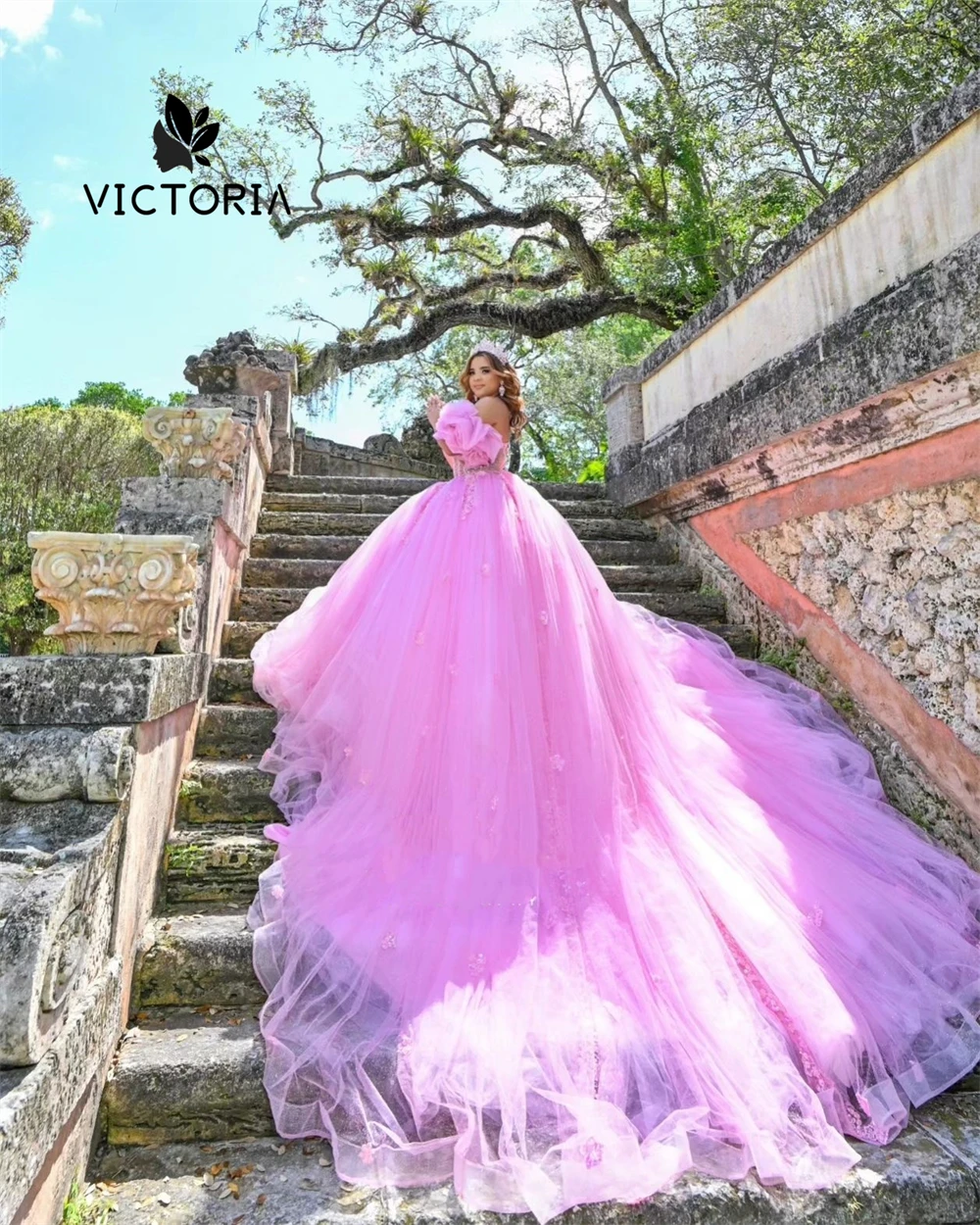 Robes de Quinceanera avec appliques de fleurs roses foncées, robe de Rhen tulle, robe de princesse mexicaine douce, robe de seize mariages, quel que soit le corset