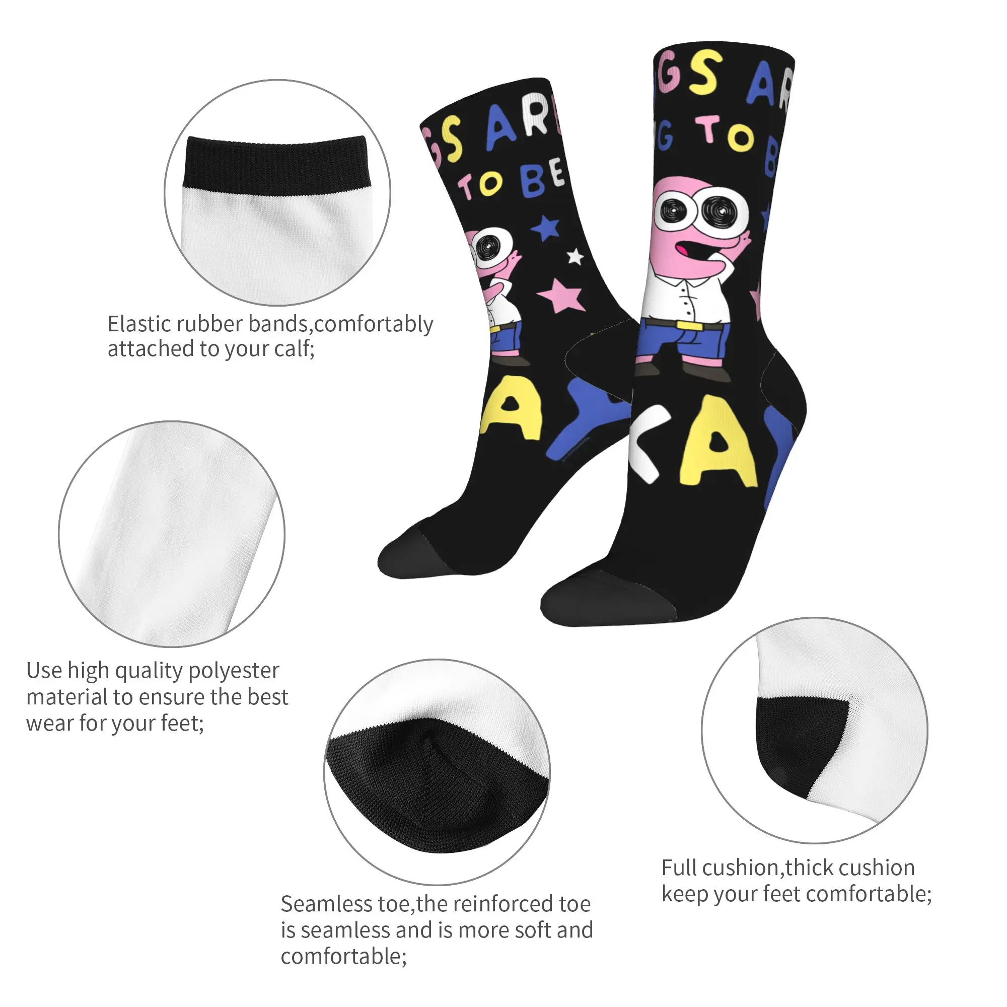 ถุงเท้าลายเพื่อนซิมป์ ถุงเท้าตลก ถุงเท้าผู้ชายคุณภาพสูง ถุงเท้าวิ่งฤดูหนาว ลายพิมพ์กันลื่น ของขวัญ