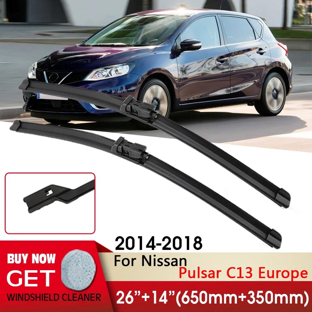 

Front Car Wiper Blade 26"+14" For Nissan Pulsar C13 Europe 2014-2018 Fit push button Front Windscreen Wipers Auto Accessories