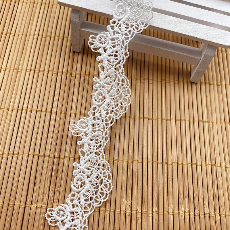 

45Yards Water Soluble Polyester Silk Lace Trim Single Side Flower Dress Decorative Accessory for Skirts Tops