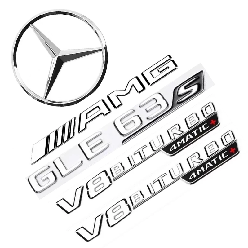 

AMG Letter stickers Car Rear Trunk Emblem Fender Badge For Mercedes Benz GLE43 GLE400 GLE450 GLE53 GLE63S C-pillar badge