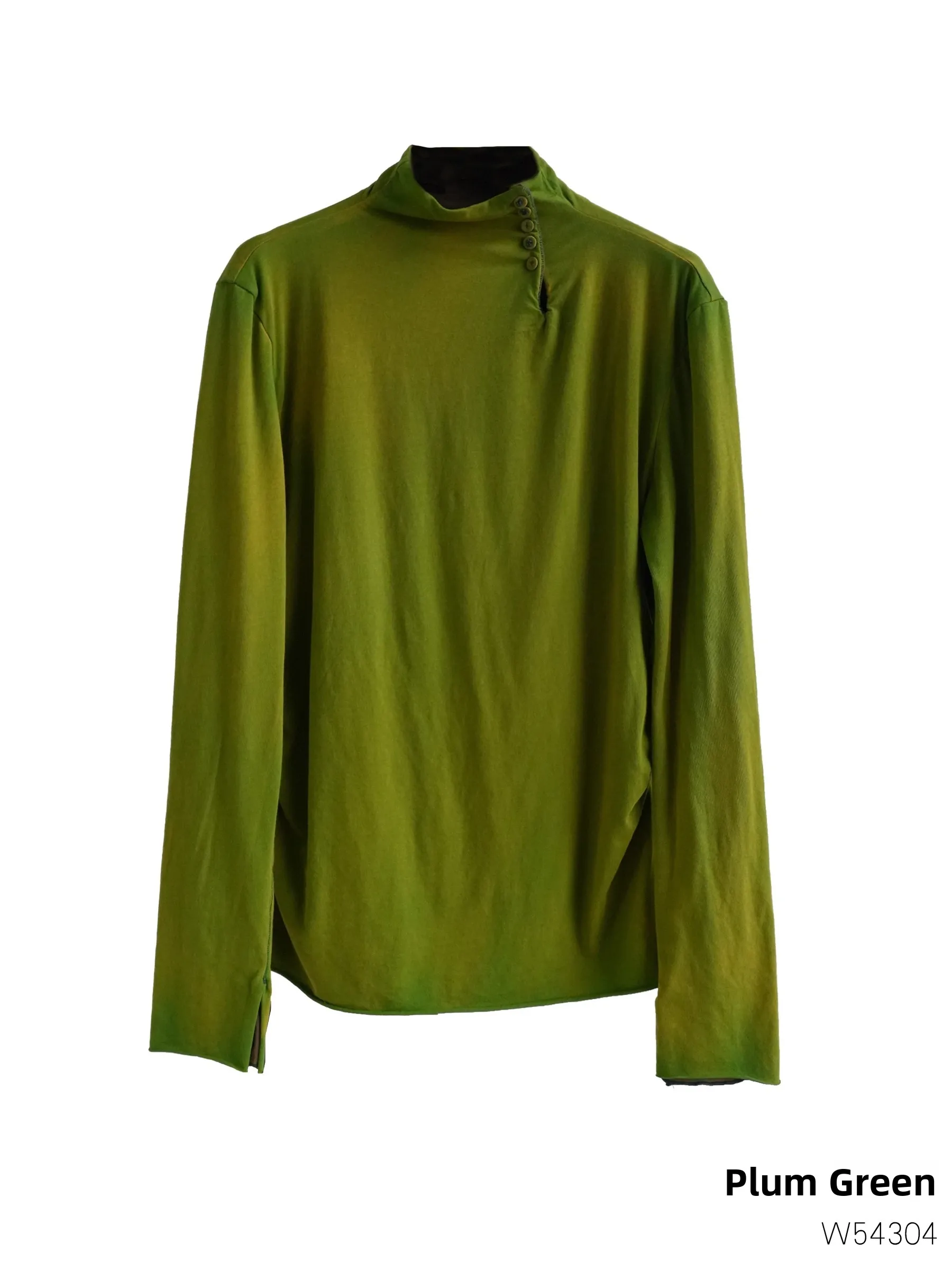 

Двухслойная футболка из хлопка и лайкры, средний высокий воротник, повседневный женский топ Faded Color, длинный све