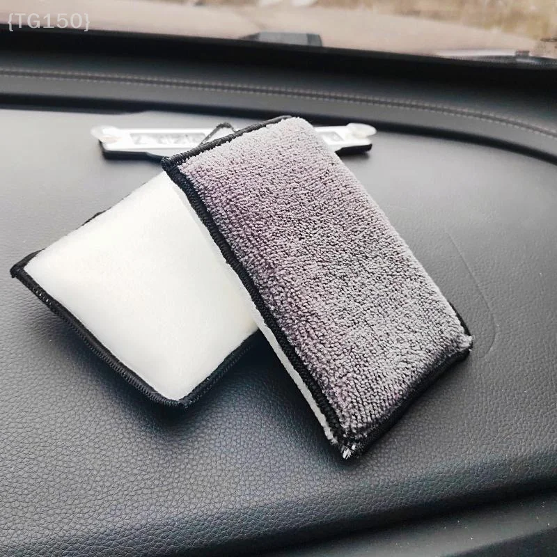 2/5PCS Car Interior Cleaning Microfiber Sponge - Fleece Scrubbing Towel For Plastic Leather Waxing Auto Detailing Tools