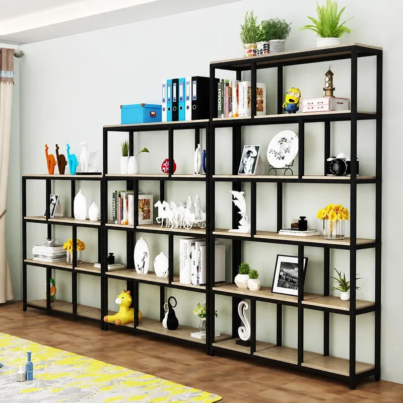 Custom Wholesale Wrought Iron Screen Bookshelf Office Flower Rack Partition Industrial Hollow Storage Display Shelf