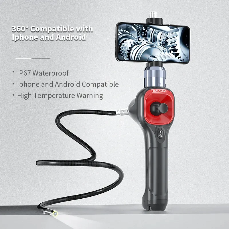 F606A 1M Cable Flexible Industrial Endoscope 4 Way Borescope Cam era System Waterproof 360 Degree 