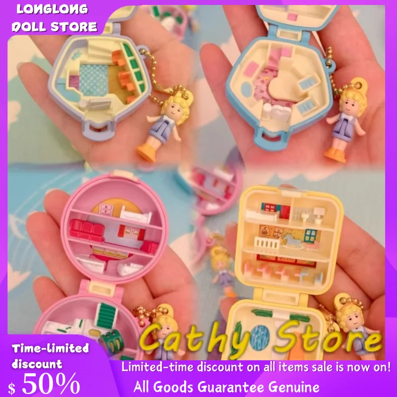 

In Stock Bandai Polly Pocket Treasure Box Charm Reprint Action Figure Model Cute Pendent Desktop Decoratoion Collection Toy Gift