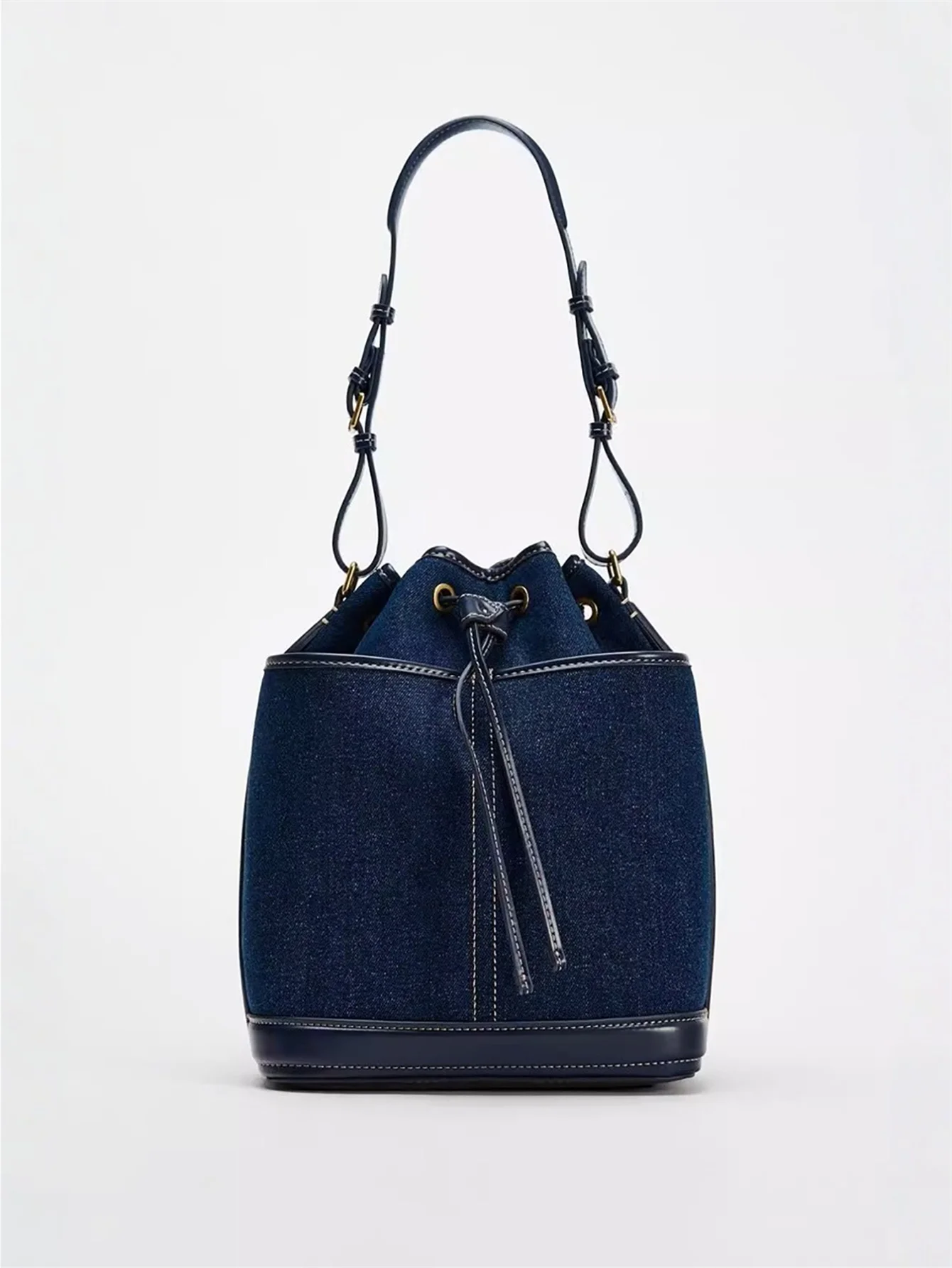 2024 Autumn/Winter new denim hand bill shoulder bag Fashion canvas bucket bag