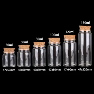 Glass bottles with cork, spices of crafts, wedding favors, candy art, 6 sizes, 50ml, 60ml, 80ml, 100ml, 120ml, 150ml, 2pcs per lot 12 Main Sales Glass Bomboniere - №1