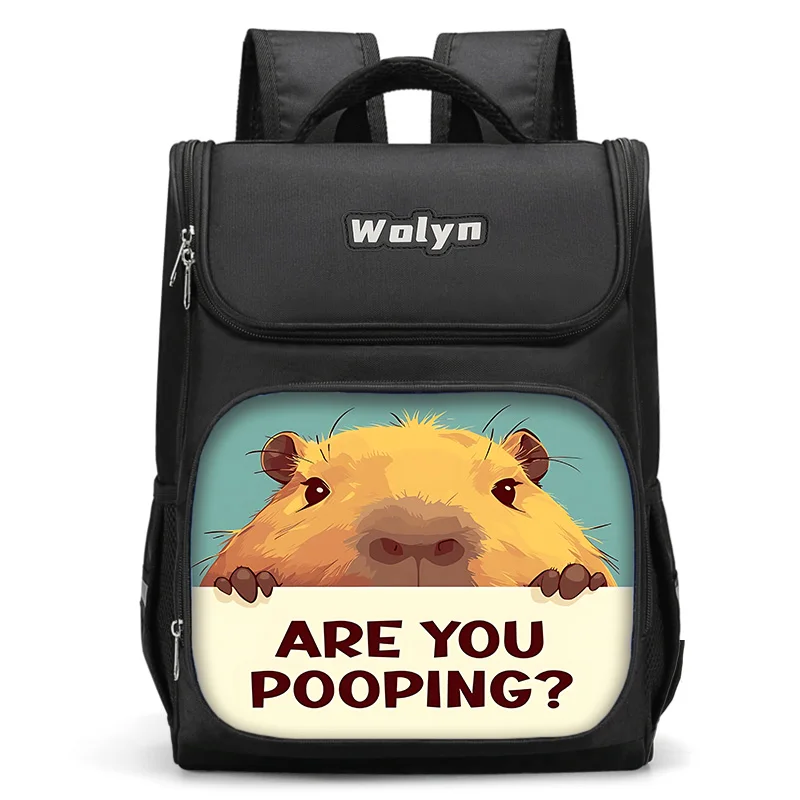 Mochila capivara bonito dos desenhos animados para meninos e meninas, bolsa de escola grande para homens e mulheres, durável e multi-compartimentos