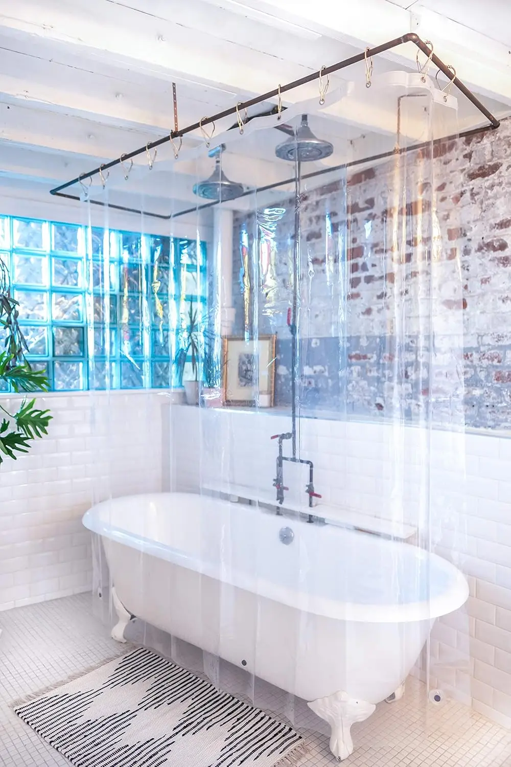 

PEVA Shower Curtain Liner - USA Made, PVC Free, Clear, Durable 9 Gauge, Bottom Magnets, 72" X 72"