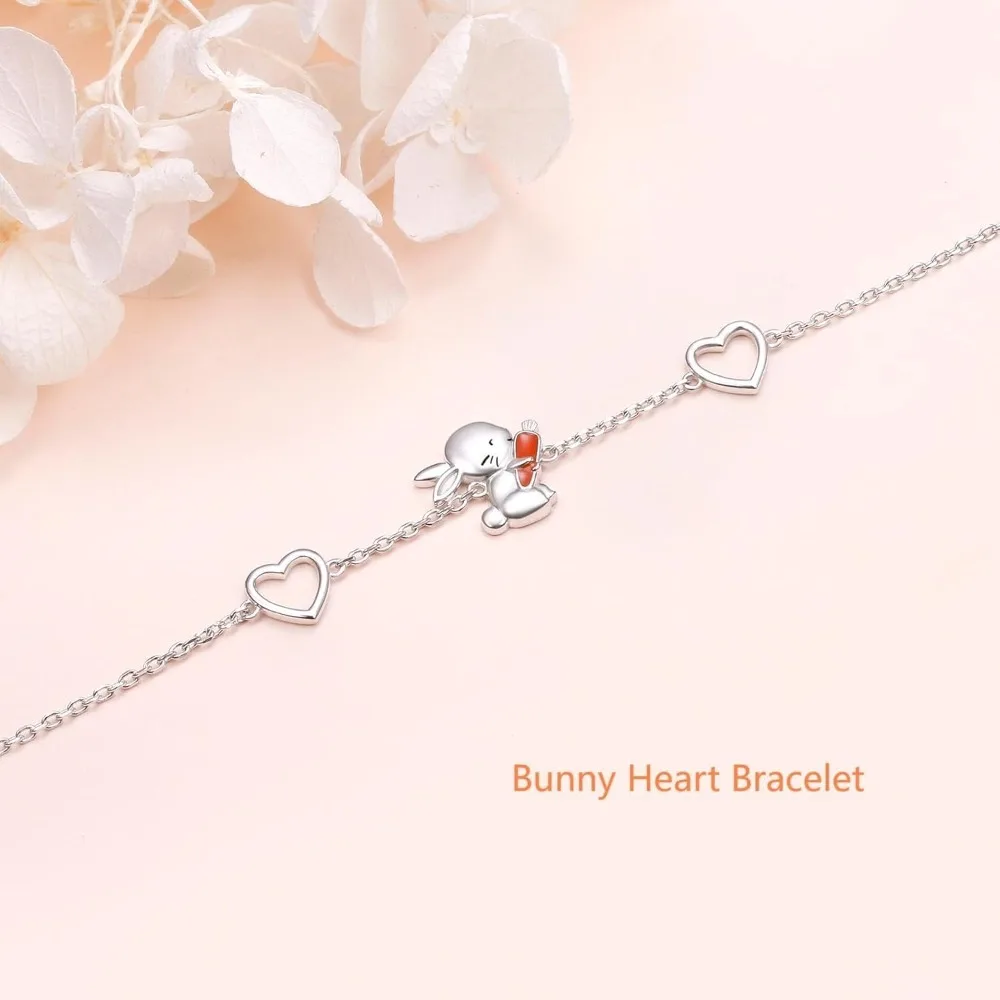 قابل للتعديل الحيوان أساور للنساء الفتيات 925 فضة Axolotl أوبال/الأرنب سوار على شكل قلب هدايا للأم ابنة Sist