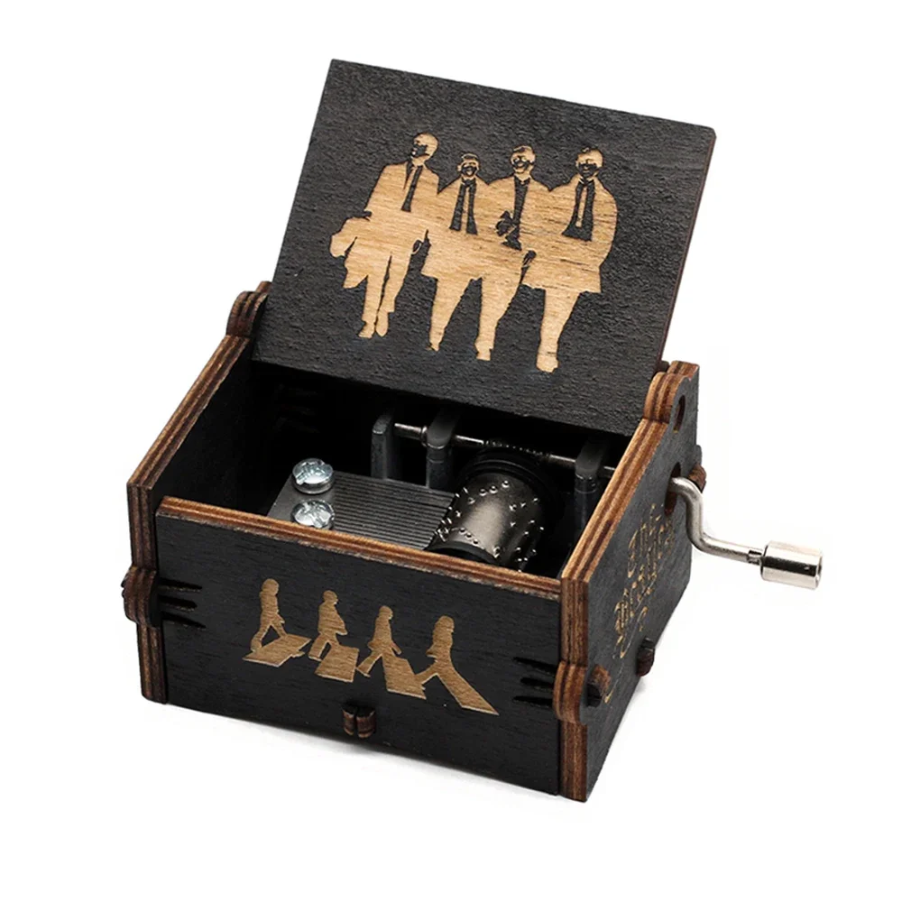 خشبية سوداء منحوتة صندوق تشغيل الموسيقى ديكور المنزل خمر صندوق تشغيل الموسيقى عيد الميلاد هدية عيد ميلاد جميلة عيد الحب Gi #2