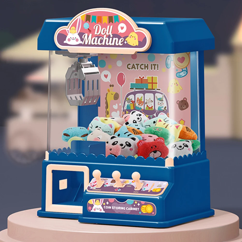 Doll Claw Machine Electronic Arcade Game Indoor Toy with Music Coin Operated Play Game Clip Doll Toy for Girls and Boy Kids Gift