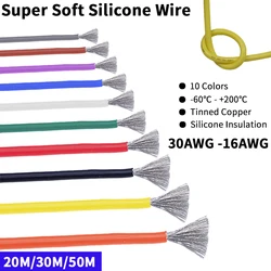 1M Wire Cable Super Soft Silicone Insulated 30 28 26 24 22 20 18 AWG High Temperature Flexible Electronic Lighting Copper Wire