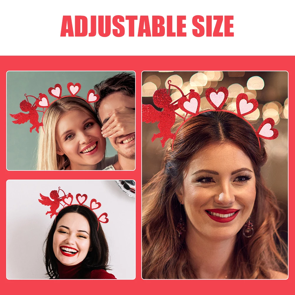 

Valentines Day Heart Headband Red Adjustable Size Comfortable Material Party Accessories Wedding Photo Prop Hair Band