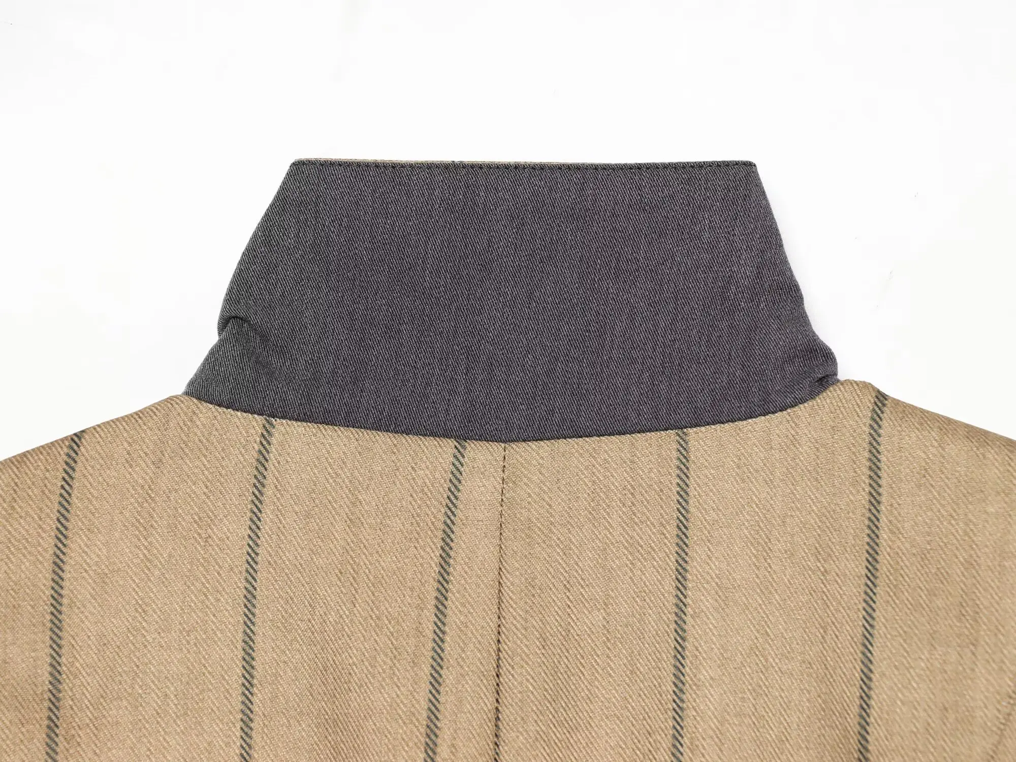 TFMLN Damen Blazer mit Streifenmuster und Stehkragen, schlank geschnitten, lässig, einreihig, Retro-Bürojacke, Oberbekleidung, modische Pendlerjacke – Detail 9
