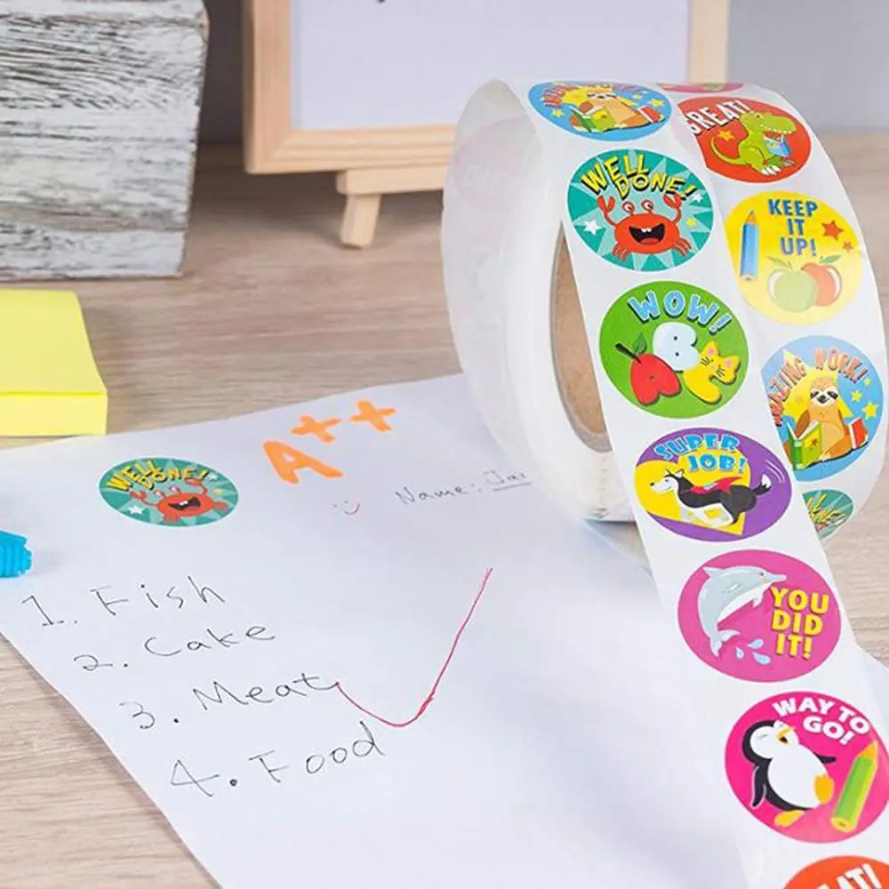 well done 500pcs/roll labels for kids education school teacher supplies sticker sheets school supplies reward stickers